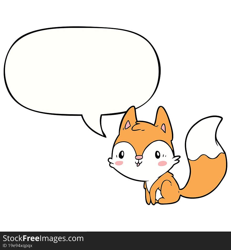 cute cartoon fox and speech bubble