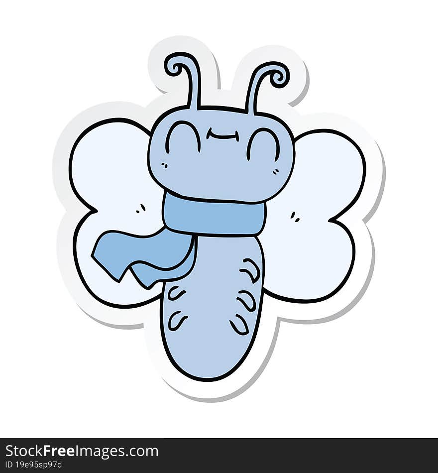 sticker of a funny cartoon butterfly