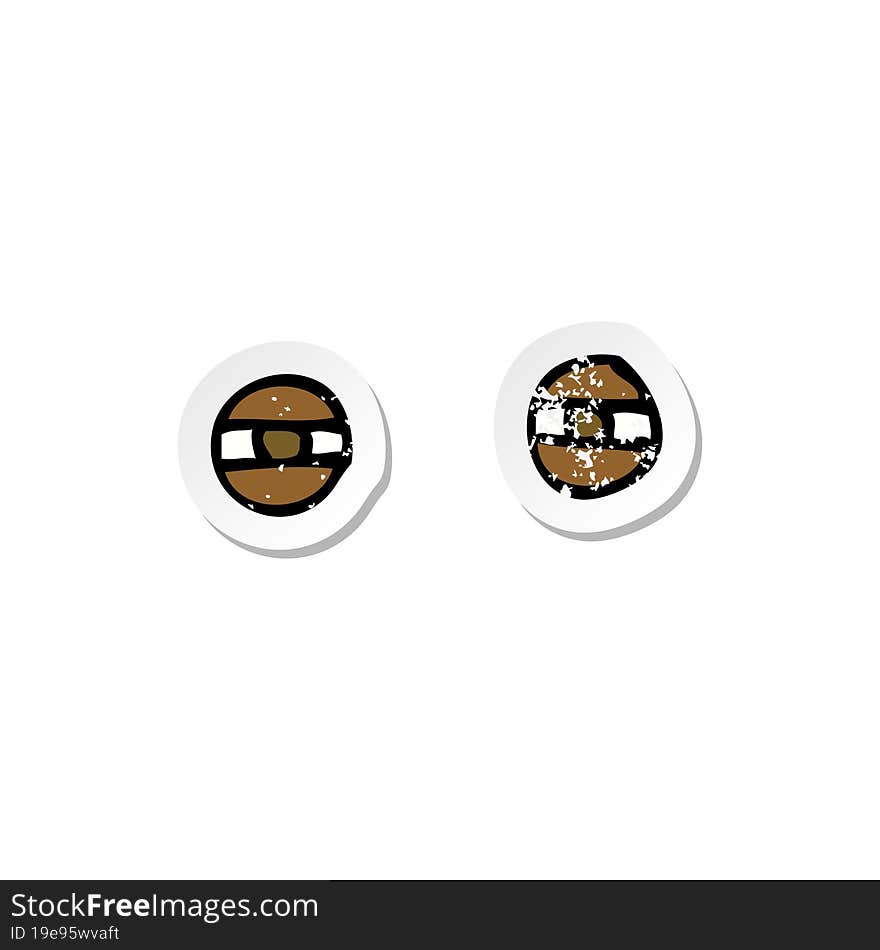 retro distressed sticker of a cartoon narrowed eyes