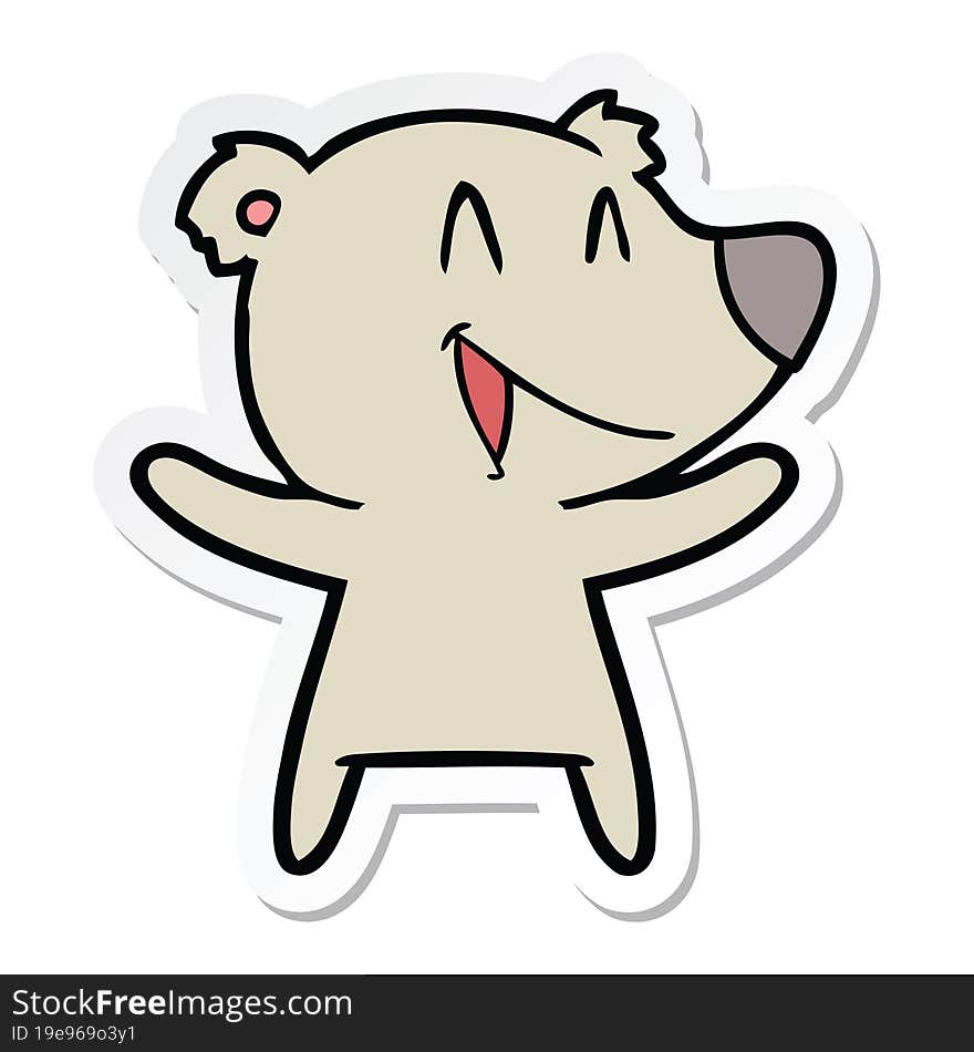 Sticker Of A Laughing Bear Cartoon