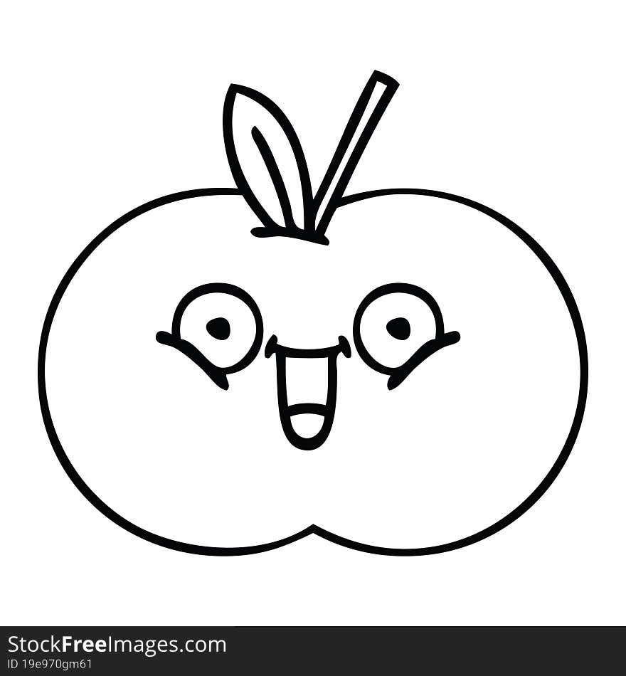 line drawing cartoon red apple