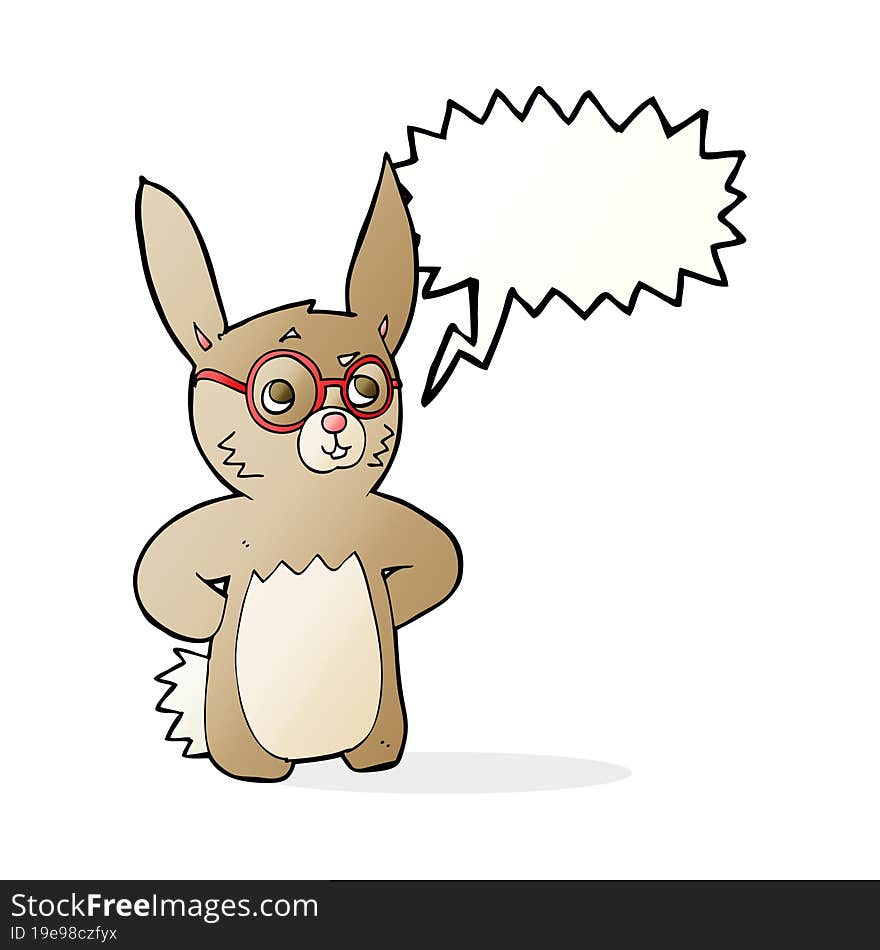 Cartoon Rabbit Wearing Spectacles With Speech Bubble