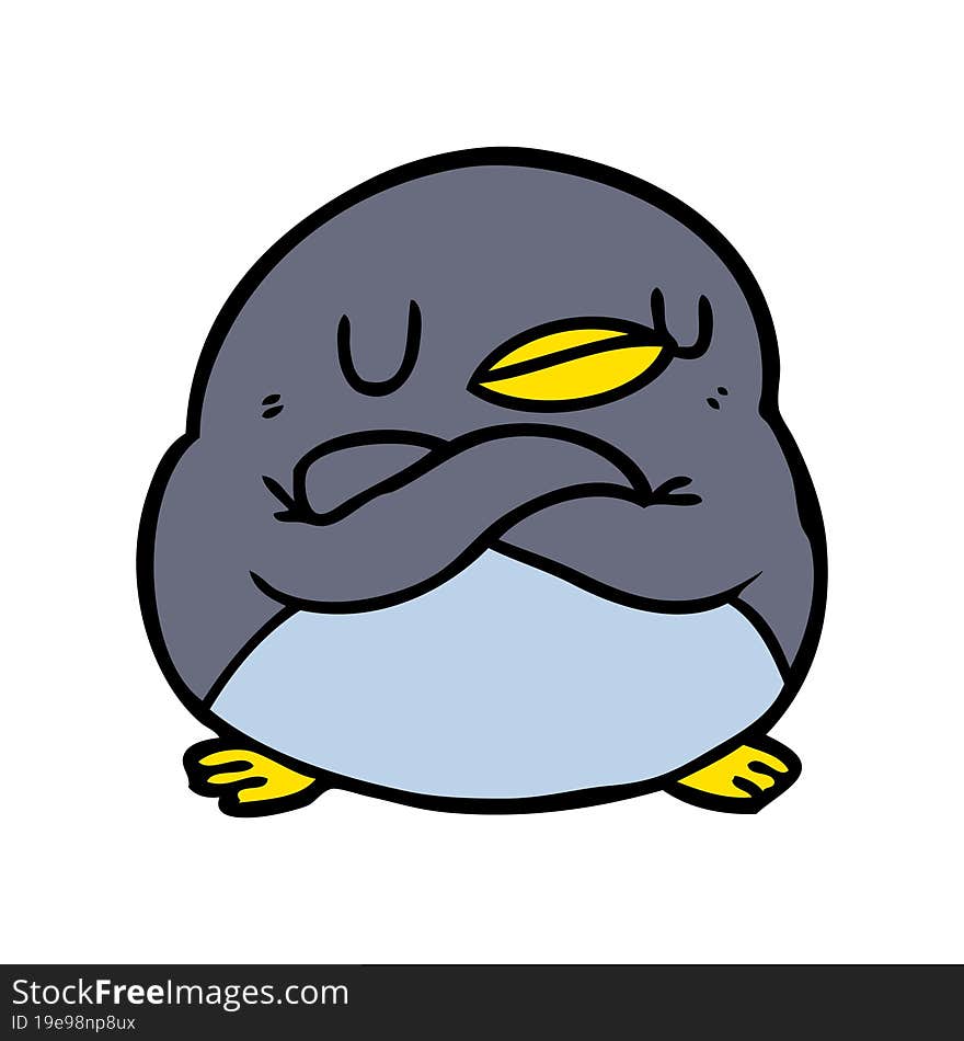 cartoon penguin with crossed arms. cartoon penguin with crossed arms