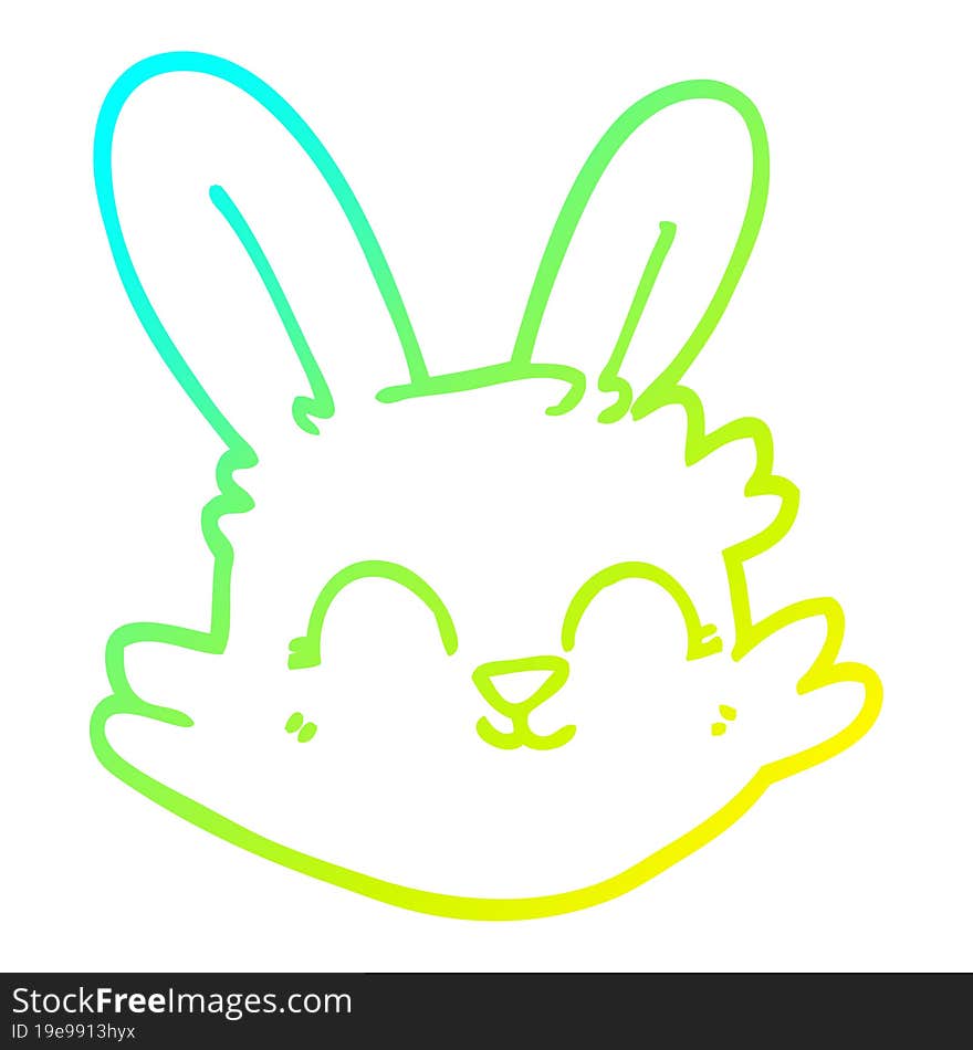 cold gradient line drawing cartoon happy rabbit