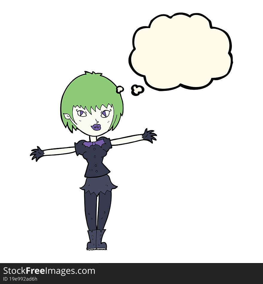 cartoon vampire girl with thought bubble