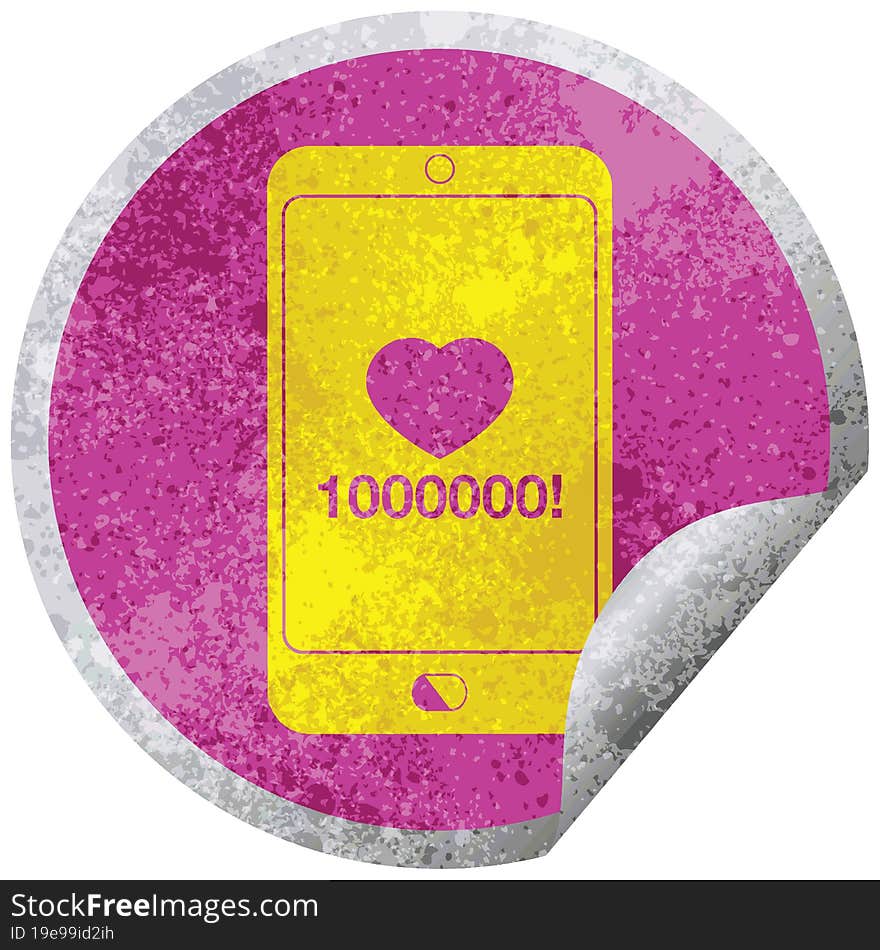 Mobile Phone Showing 1000000 Likes Circular Peeling Sticker