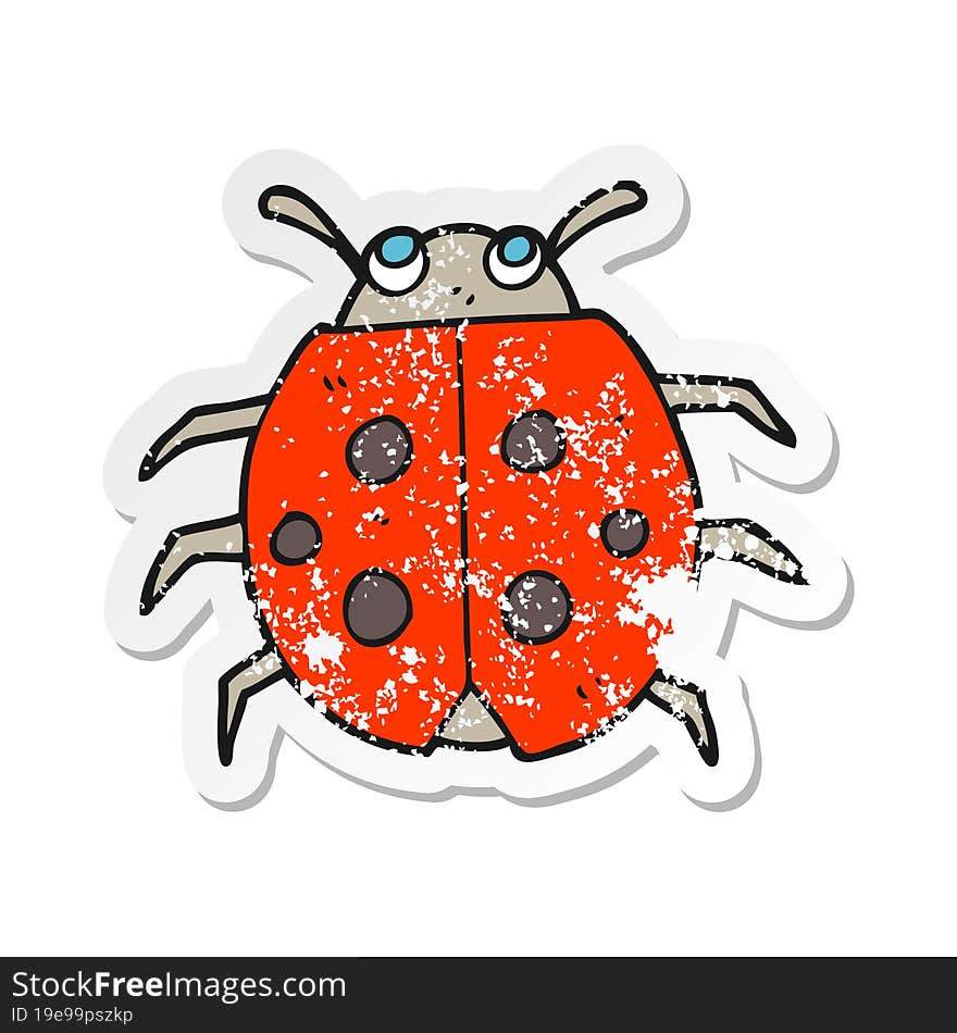 retro distressed sticker of a cartoon ladybug