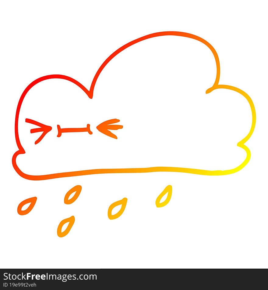 warm gradient line drawing cartoon happy grey cloud