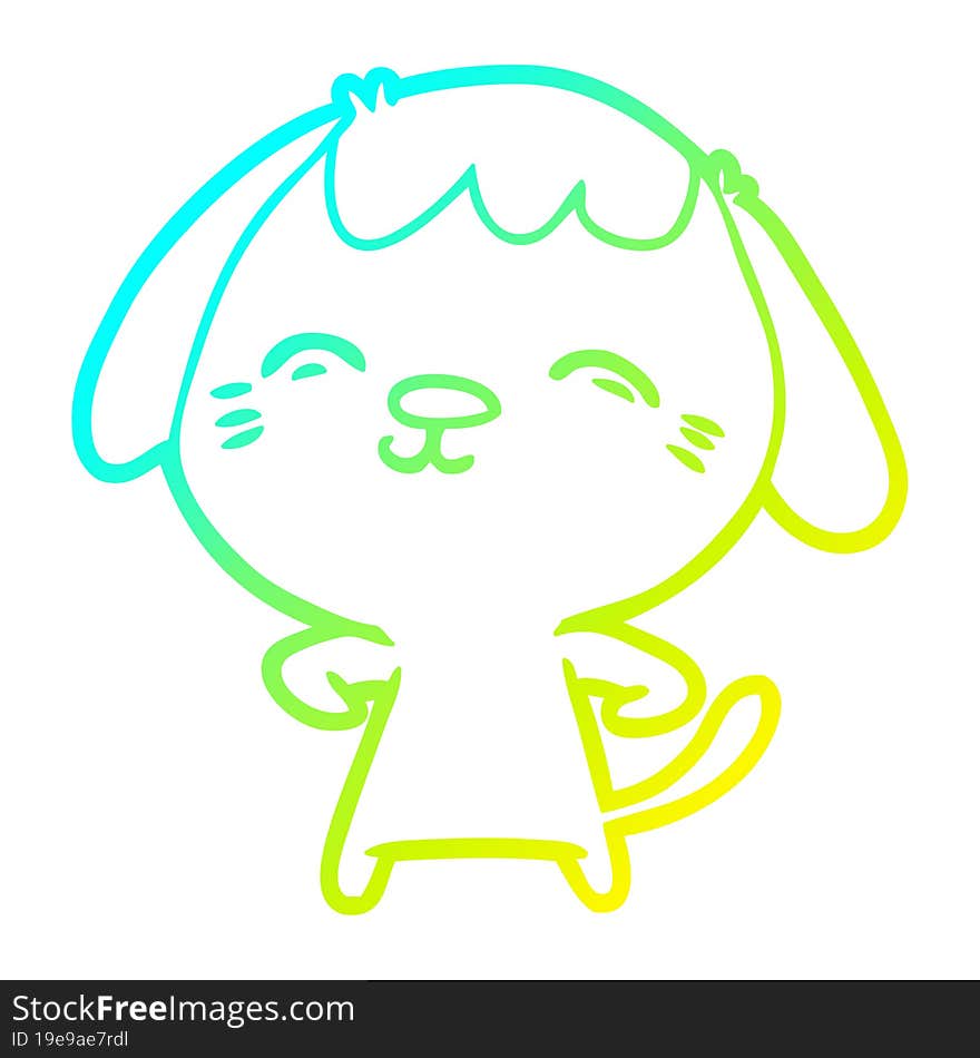 Cold Gradient Line Drawing Happy Cartoon Dog