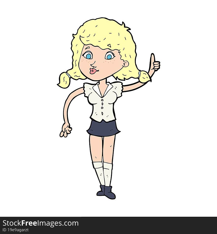 cartoon pretty woman with idea