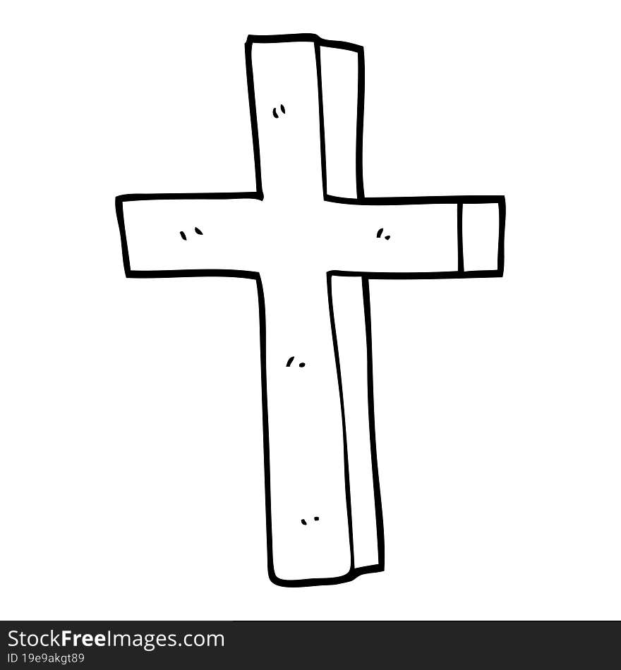 line drawing cartoon of a gold cross