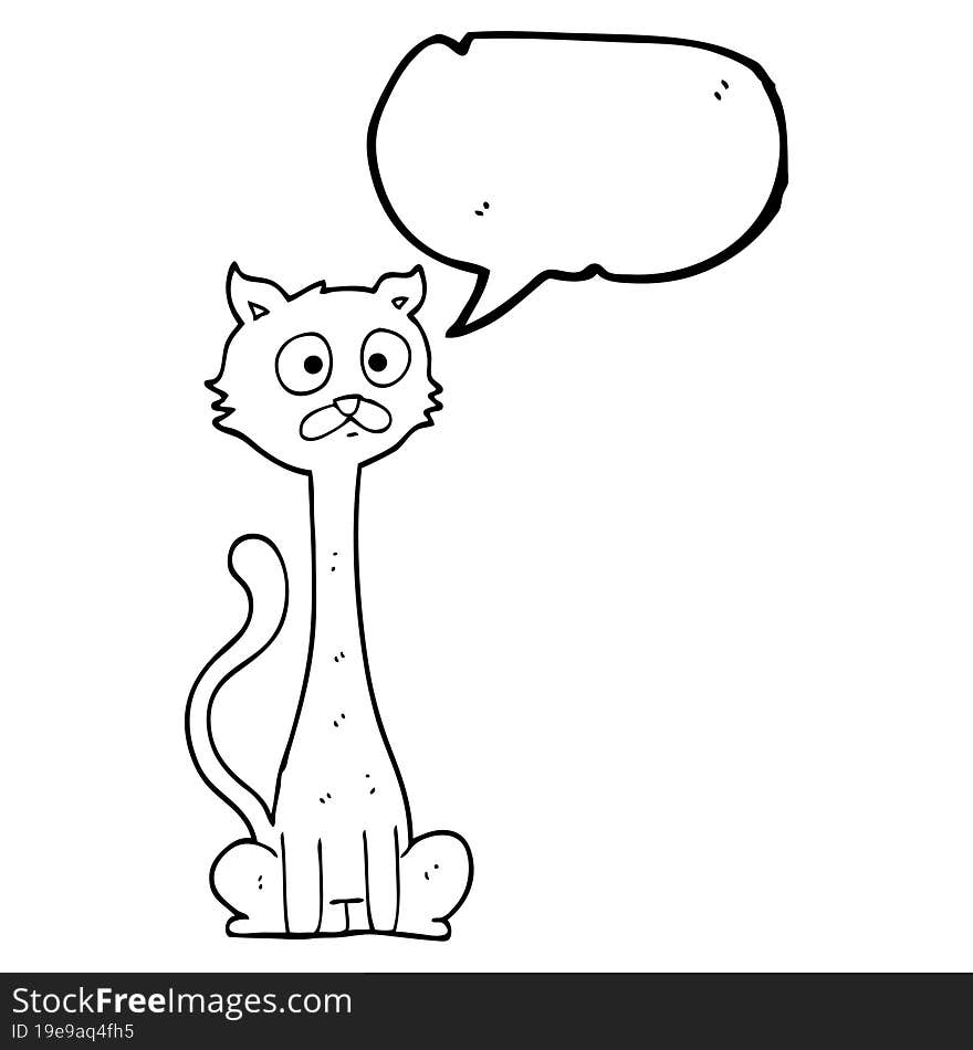 freehand drawn speech bubble cartoon cat