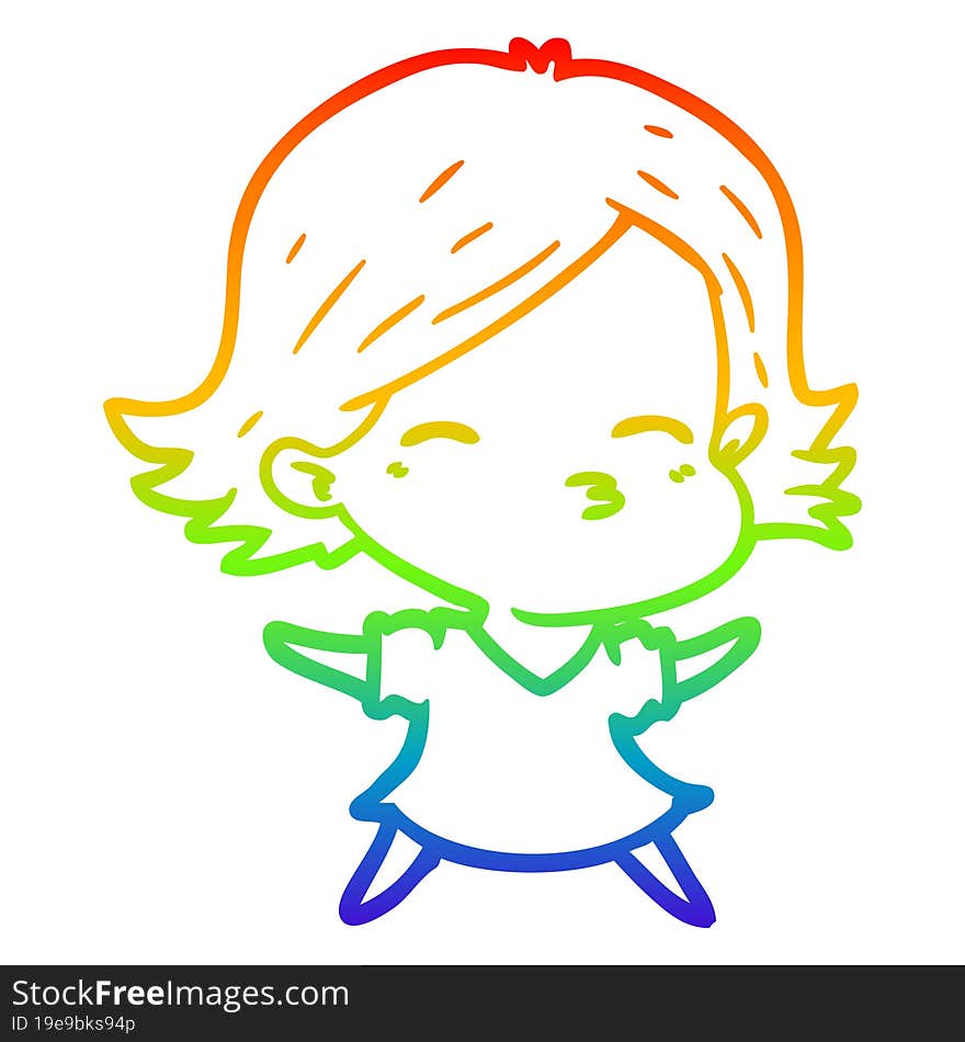 rainbow gradient line drawing of a cartoon woman