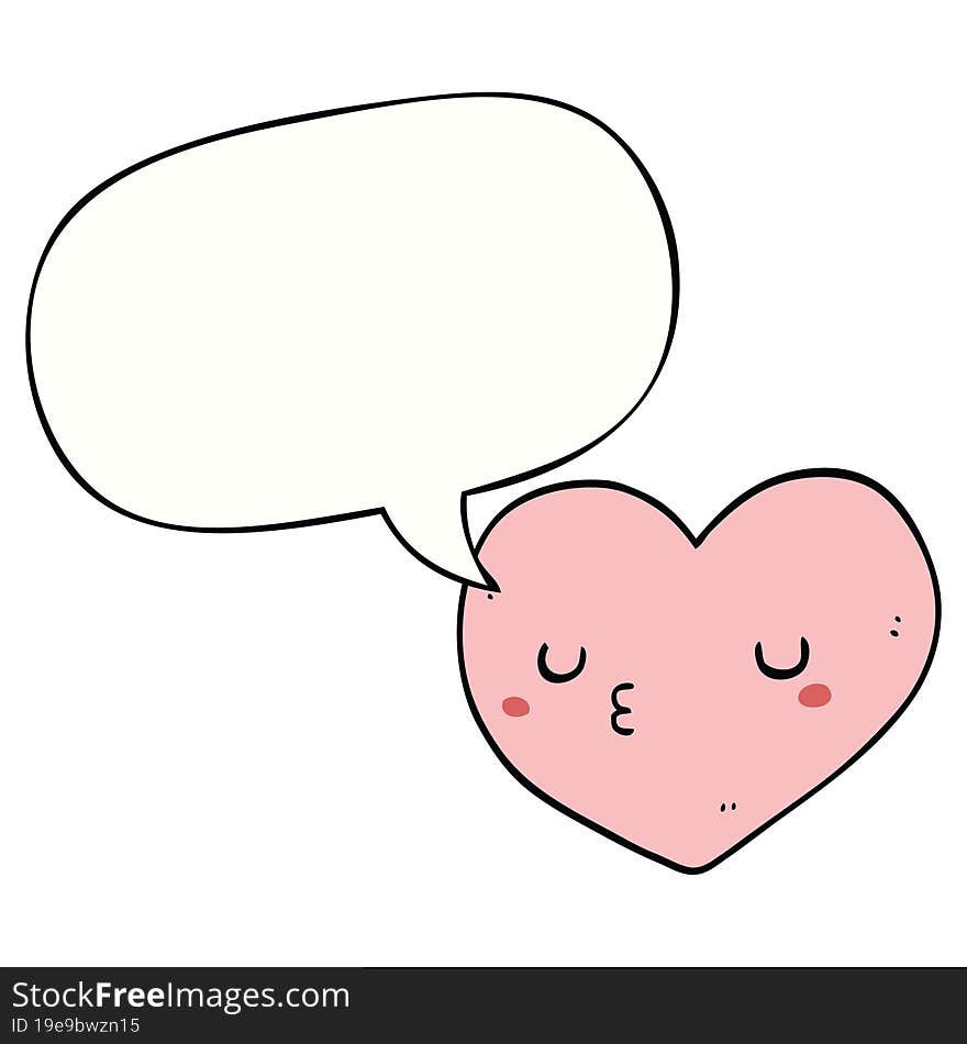 cartoon love heart with speech bubble. cartoon love heart with speech bubble