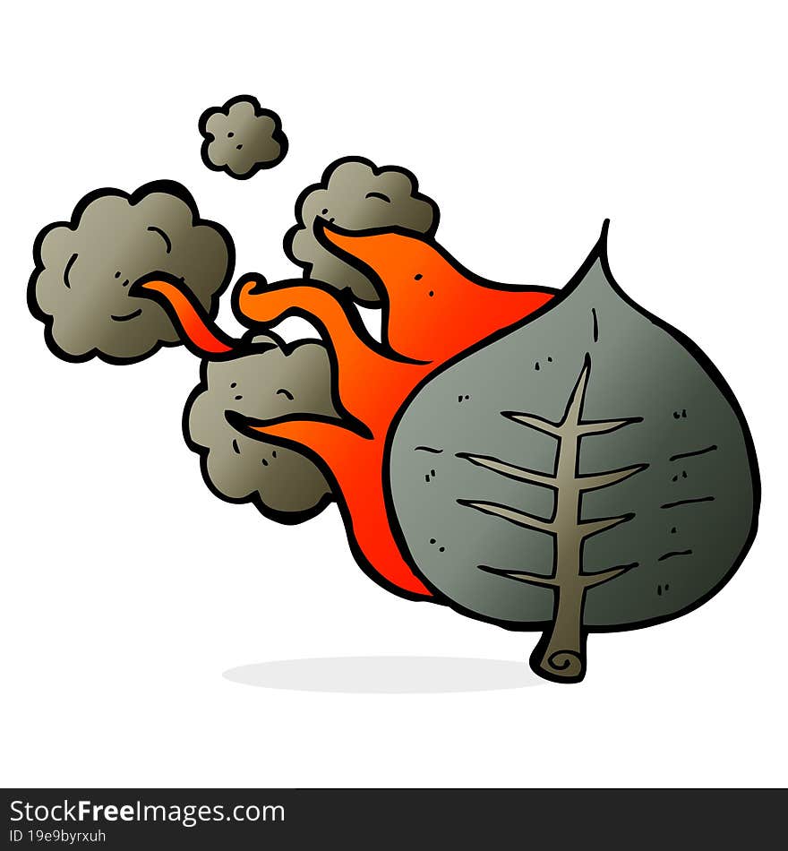 cartoon burning leaf