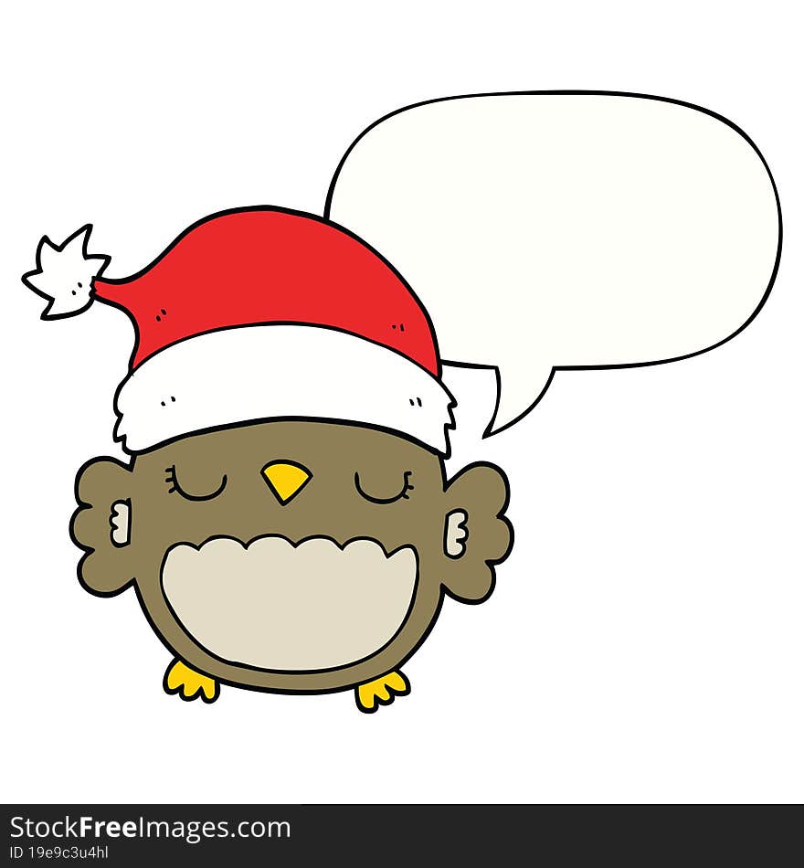 cute christmas owl with speech bubble. cute christmas owl with speech bubble