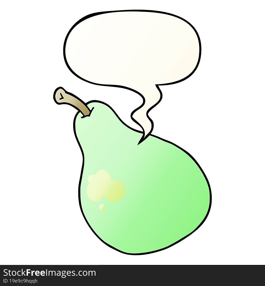 cartoon pear and speech bubble in smooth gradient style