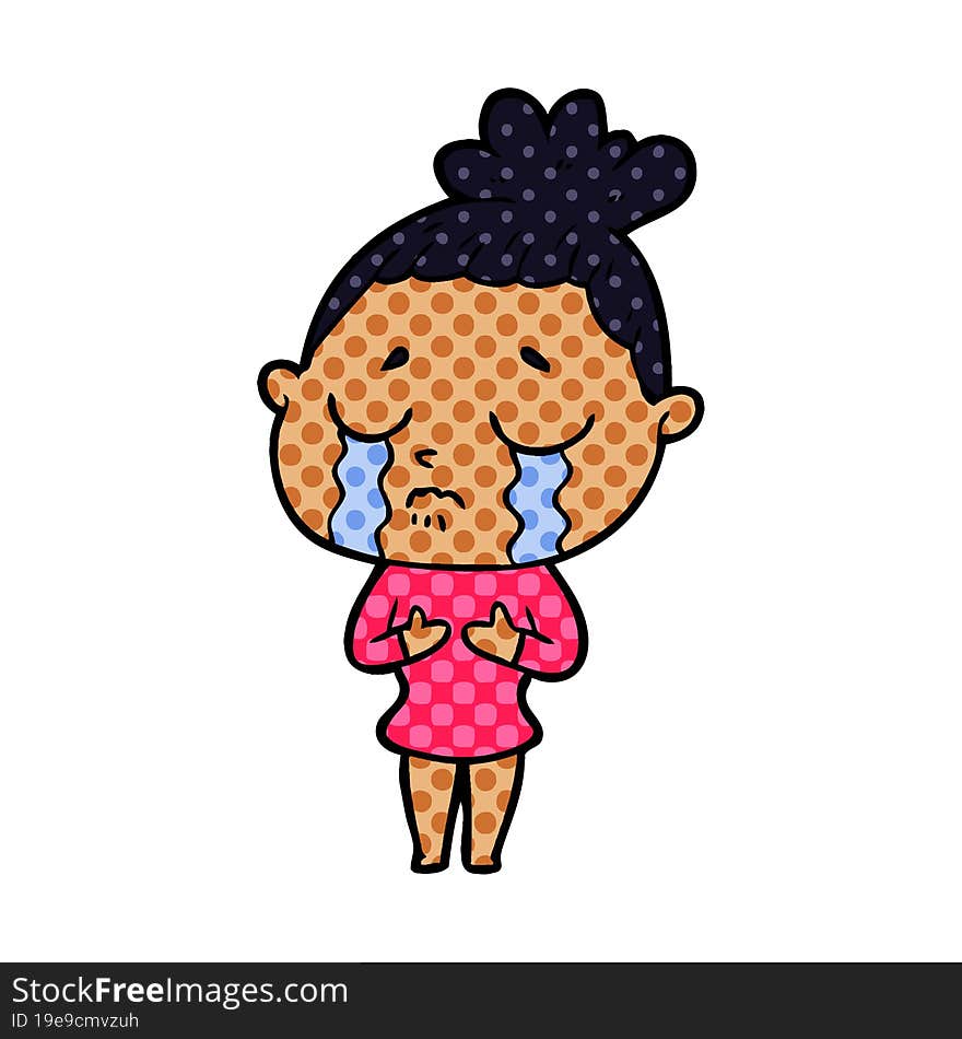 cartoon crying woman. cartoon crying woman