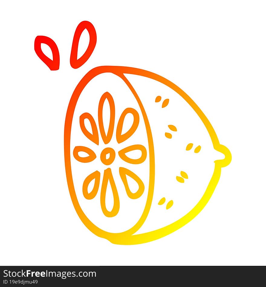 warm gradient line drawing cartoon lime fruit