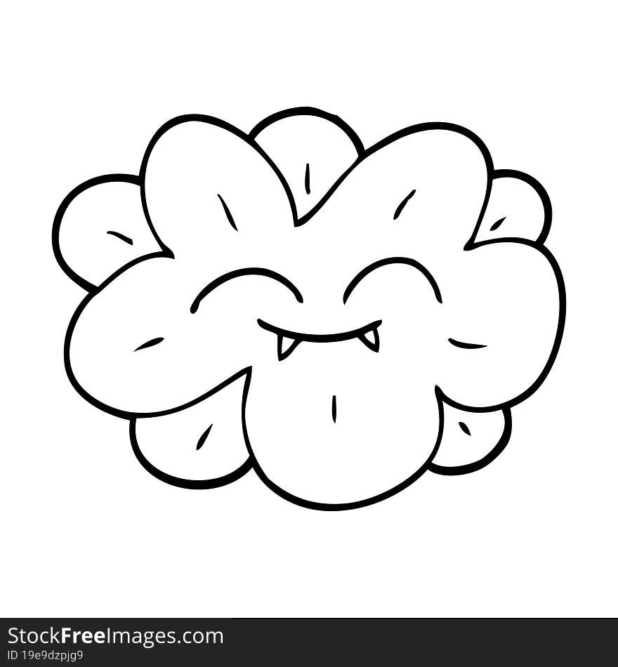 line drawing cartoon flower with face