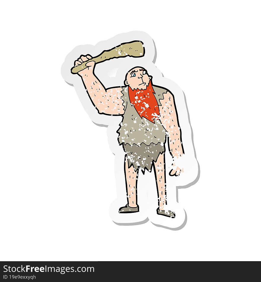 retro distressed sticker of a cartoon neanderthal