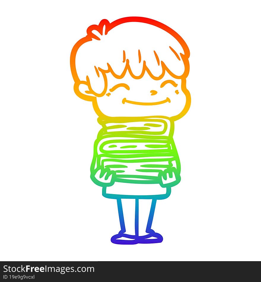 rainbow gradient line drawing cartoon happy boy