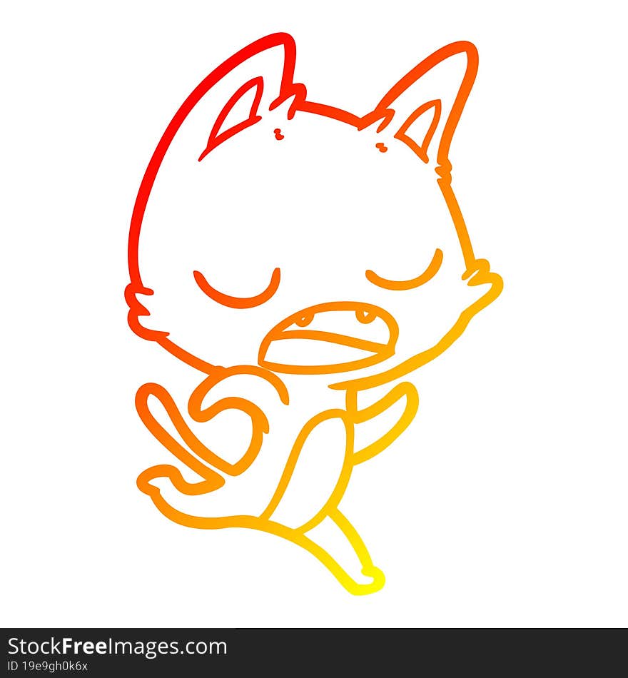 warm gradient line drawing talking cat cartoon