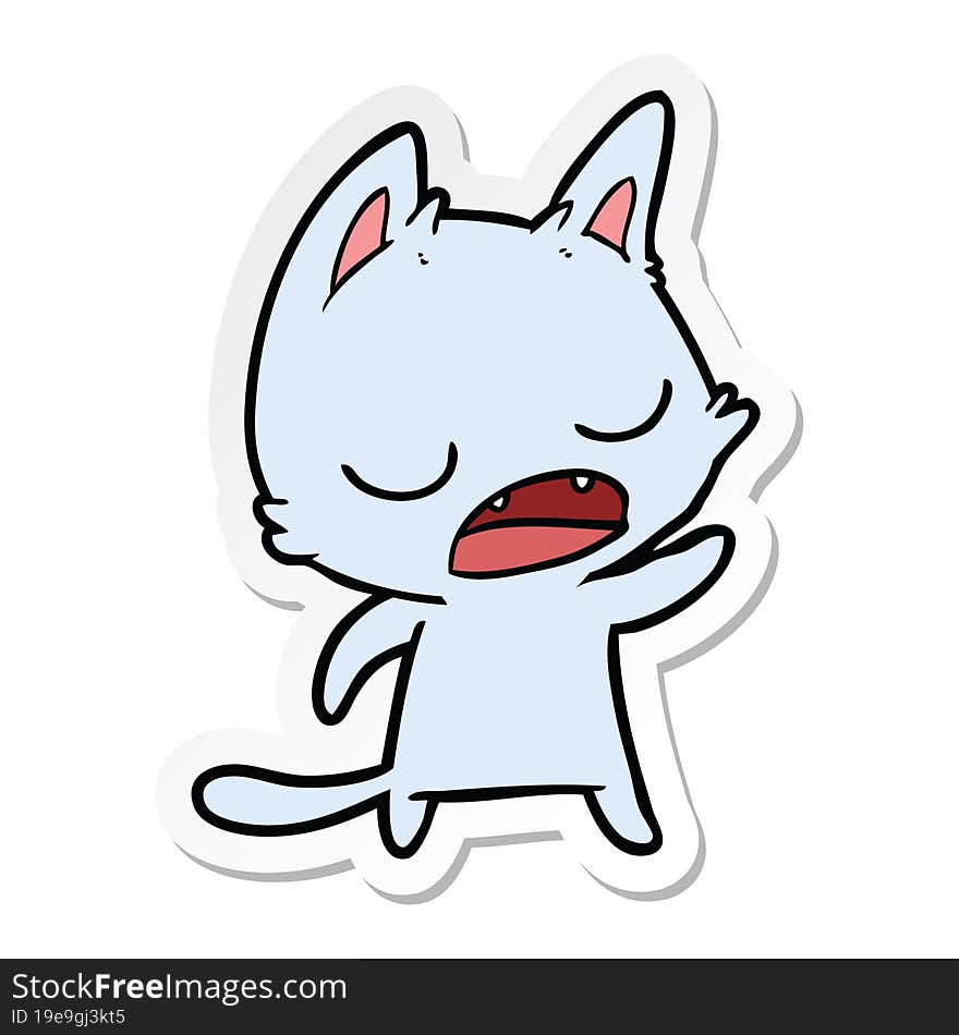 Sticker Of A Talking Cat Cartoon