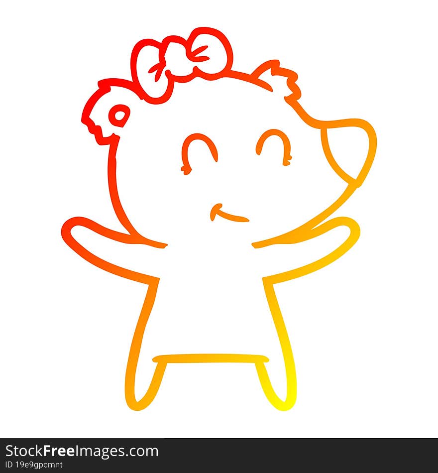 warm gradient line drawing female bear cartoon