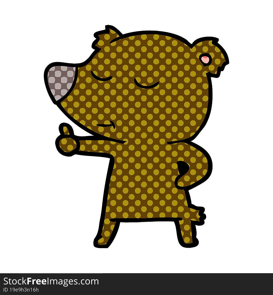 happy cartoon bear giving thumbs up. happy cartoon bear giving thumbs up