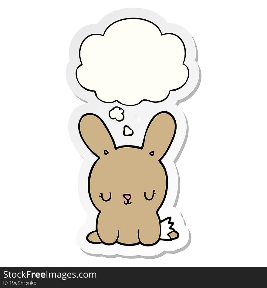 Cute Cartoon Rabbit And Thought Bubble As A Printed Sticker