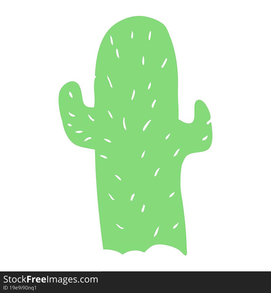 Flat Color Illustration Of A Cartoon Cactus