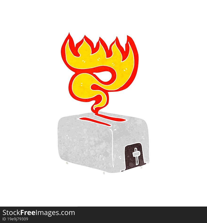 cartoon burning toaster