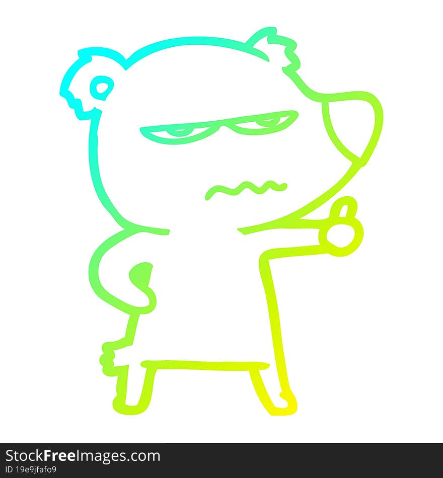 cold gradient line drawing angry bear polar cartoon giving thumbs up