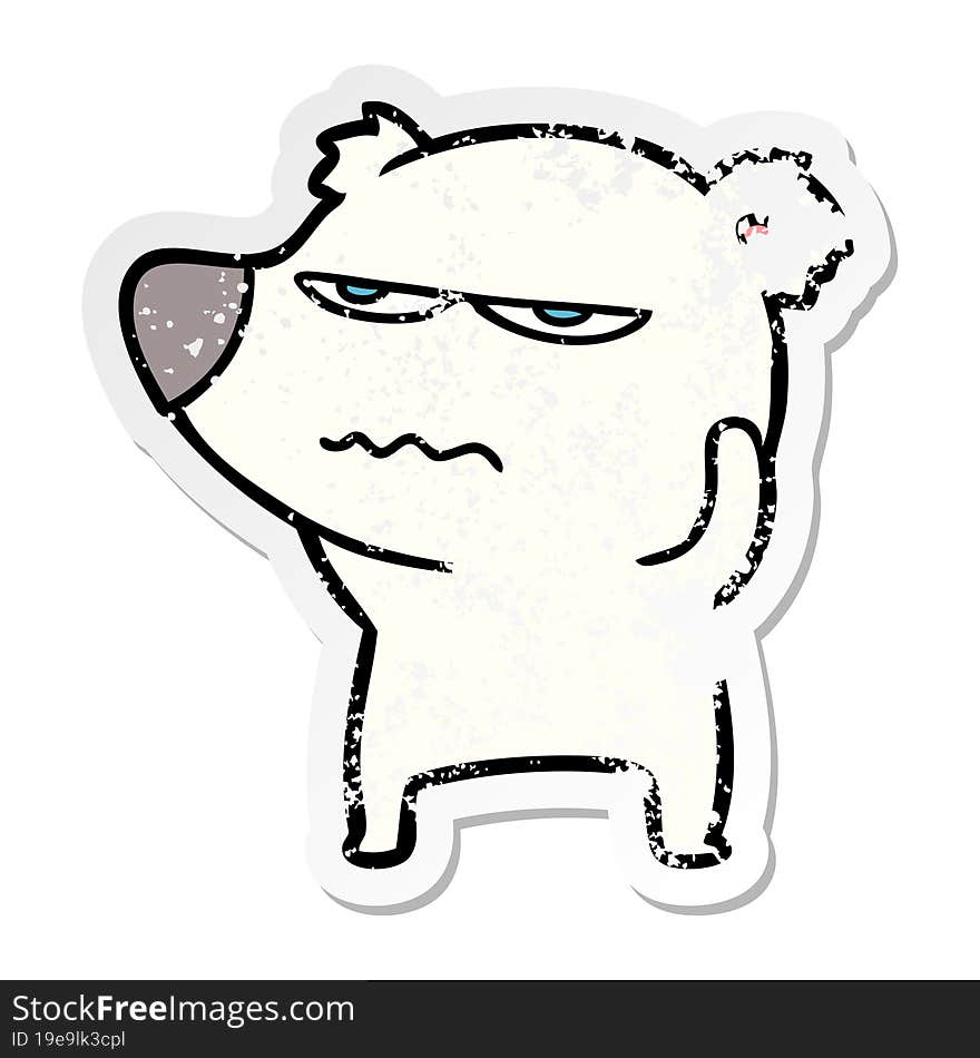 distressed sticker of a angry bear polar cartoon