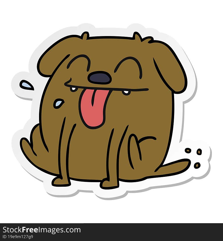 freehand drawn sticker cartoon of cute kawaii dog