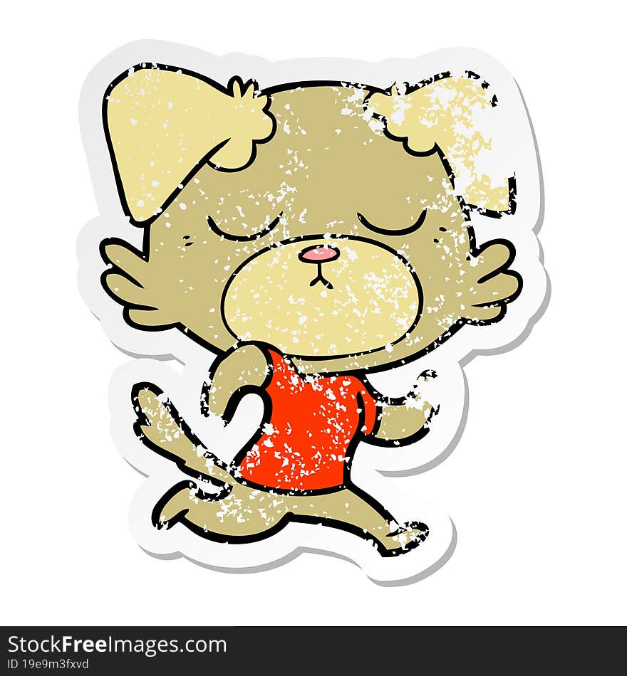 Distressed Sticker Of A Cute Cartoon Dog