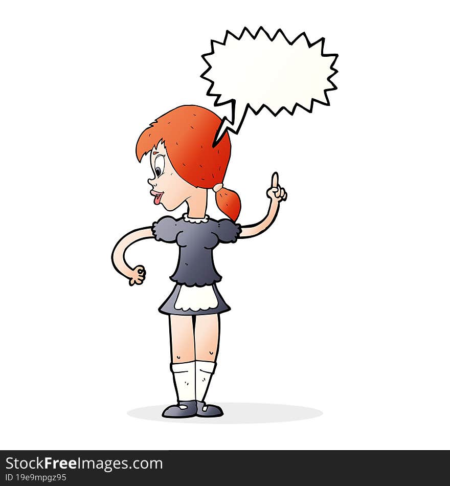 cartoon waitress calling order with speech bubble