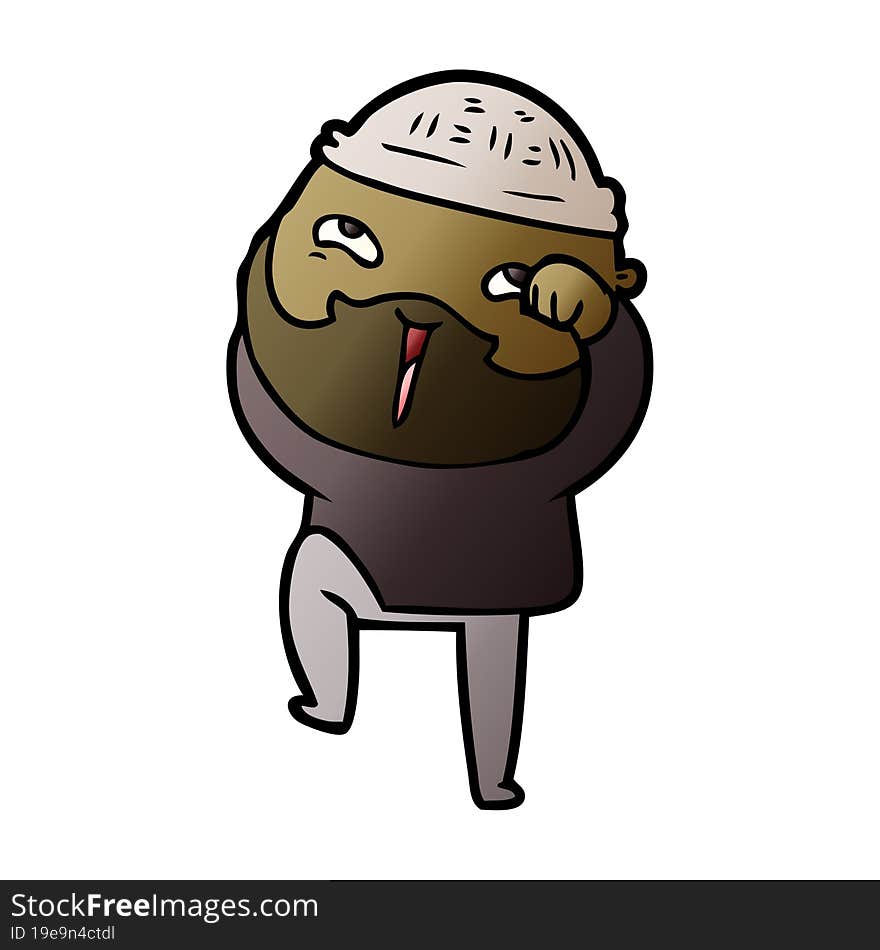 cartoon happy bearded man. cartoon happy bearded man