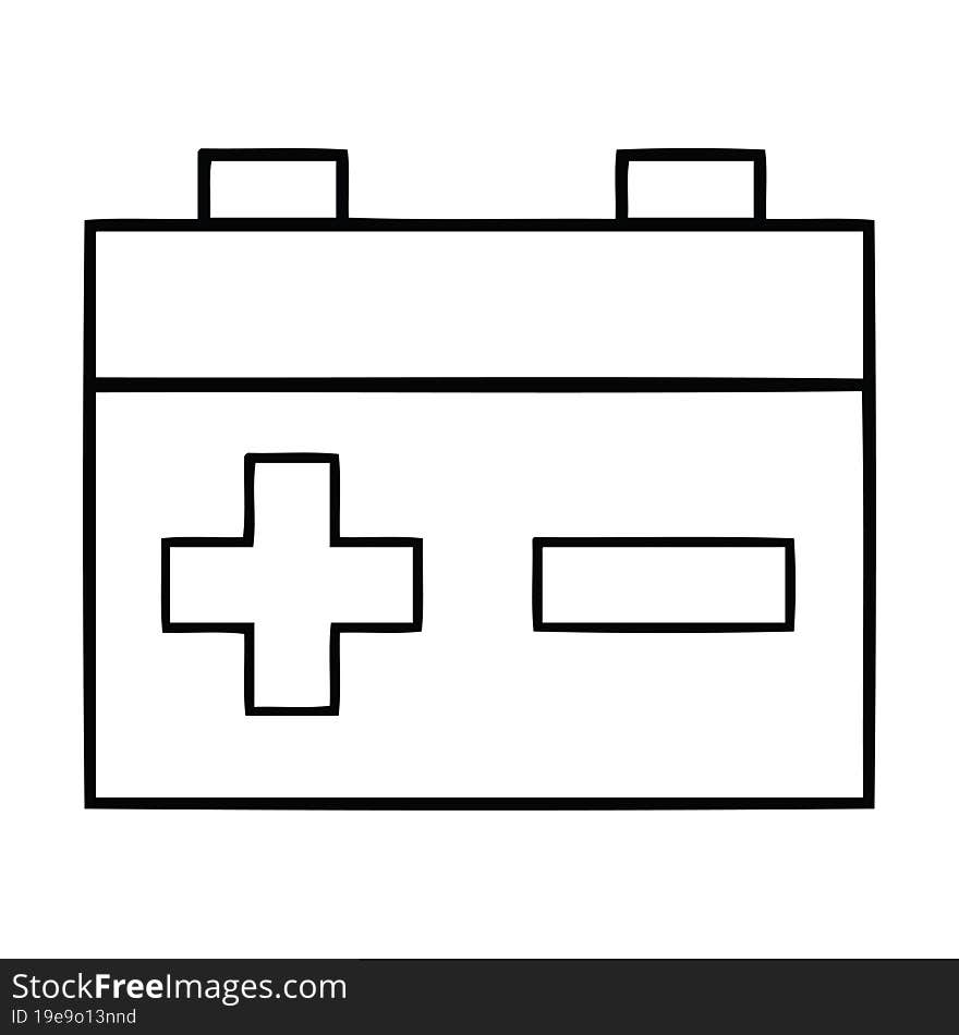 Line Drawing Cartoon Car Battery