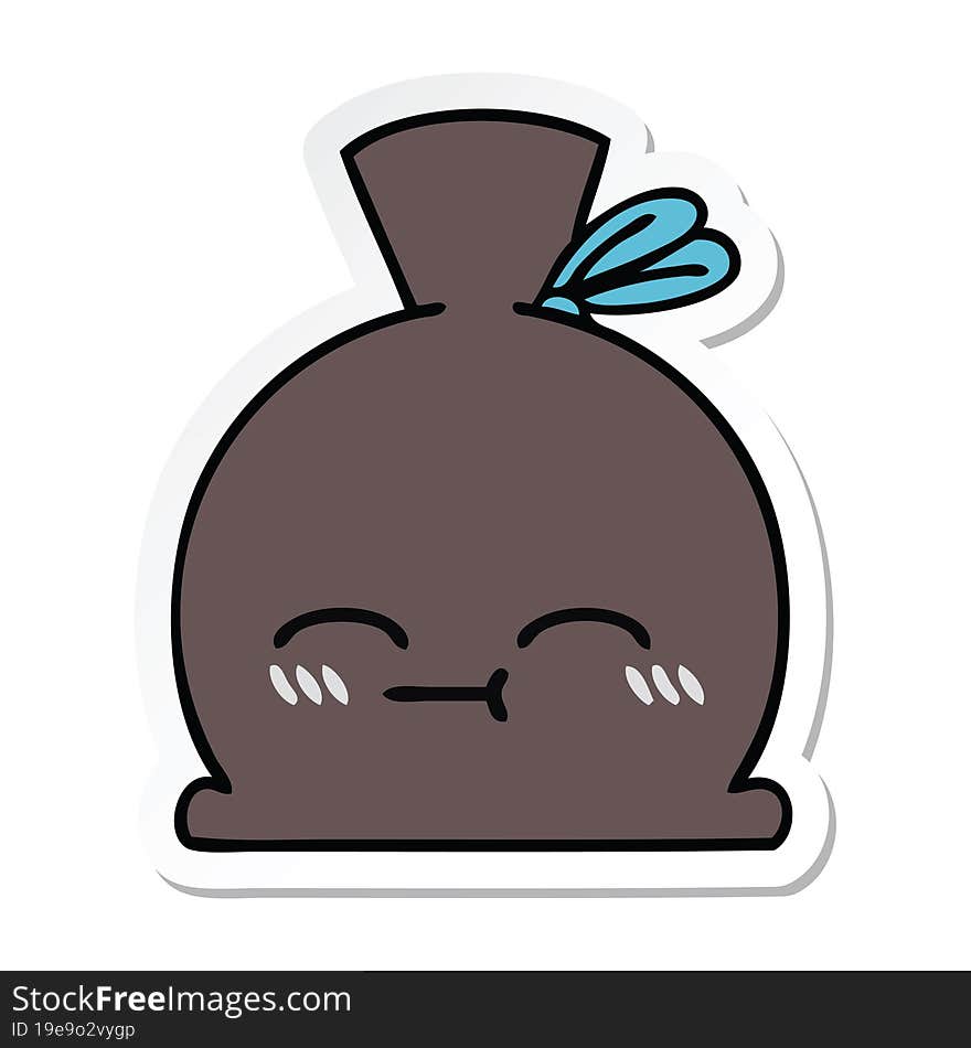 sticker of a cute cartoon sack