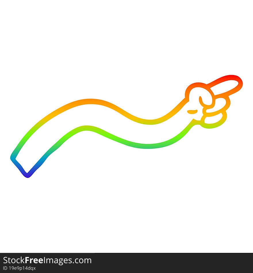 rainbow gradient line drawing cartoon pointing arm