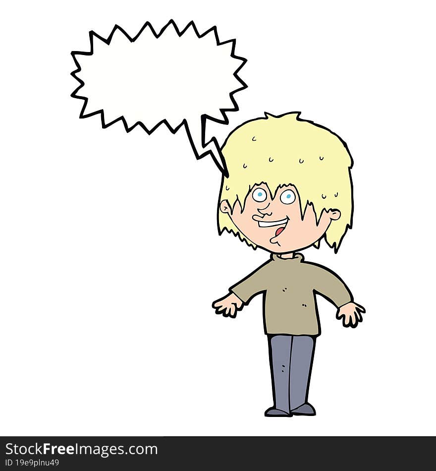 cartoon excited man with speech bubble