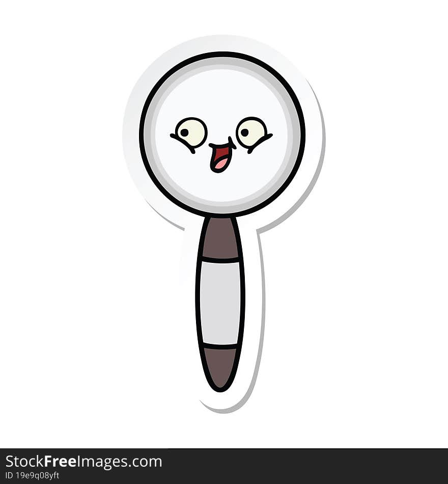 Sticker Of A Cute Cartoon Magnifying Glass