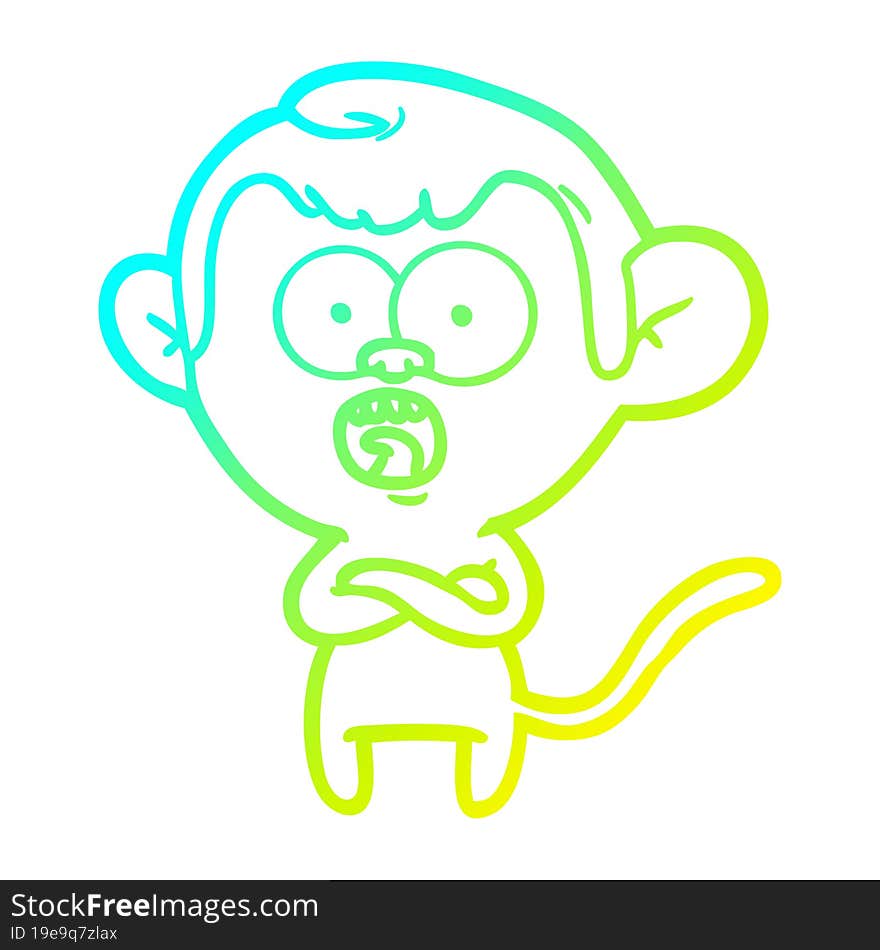 cold gradient line drawing cartoon shocked monkey