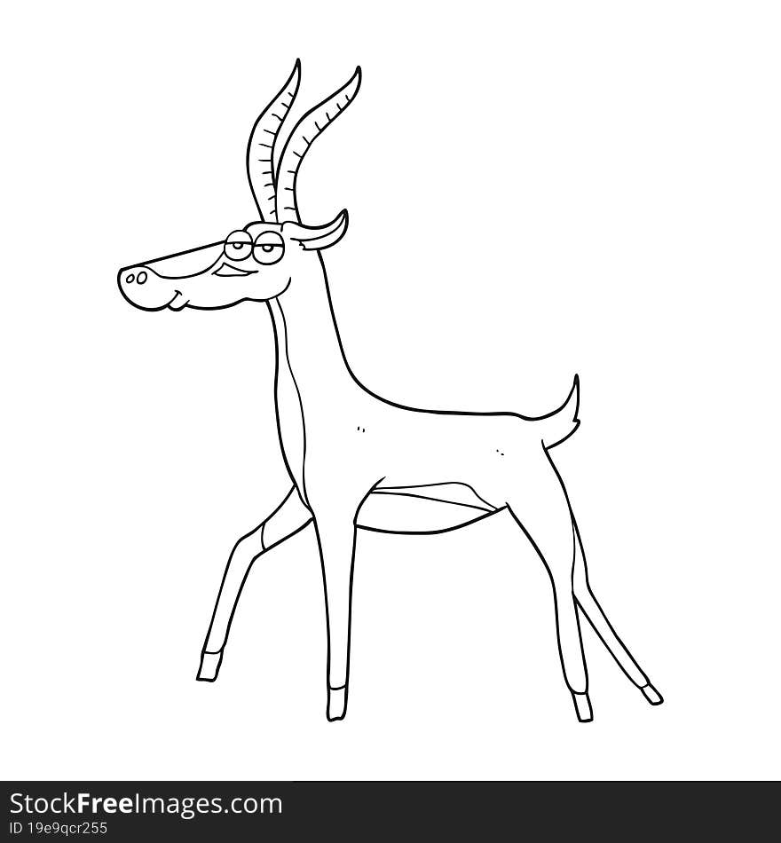 black and white cartoon gazelle