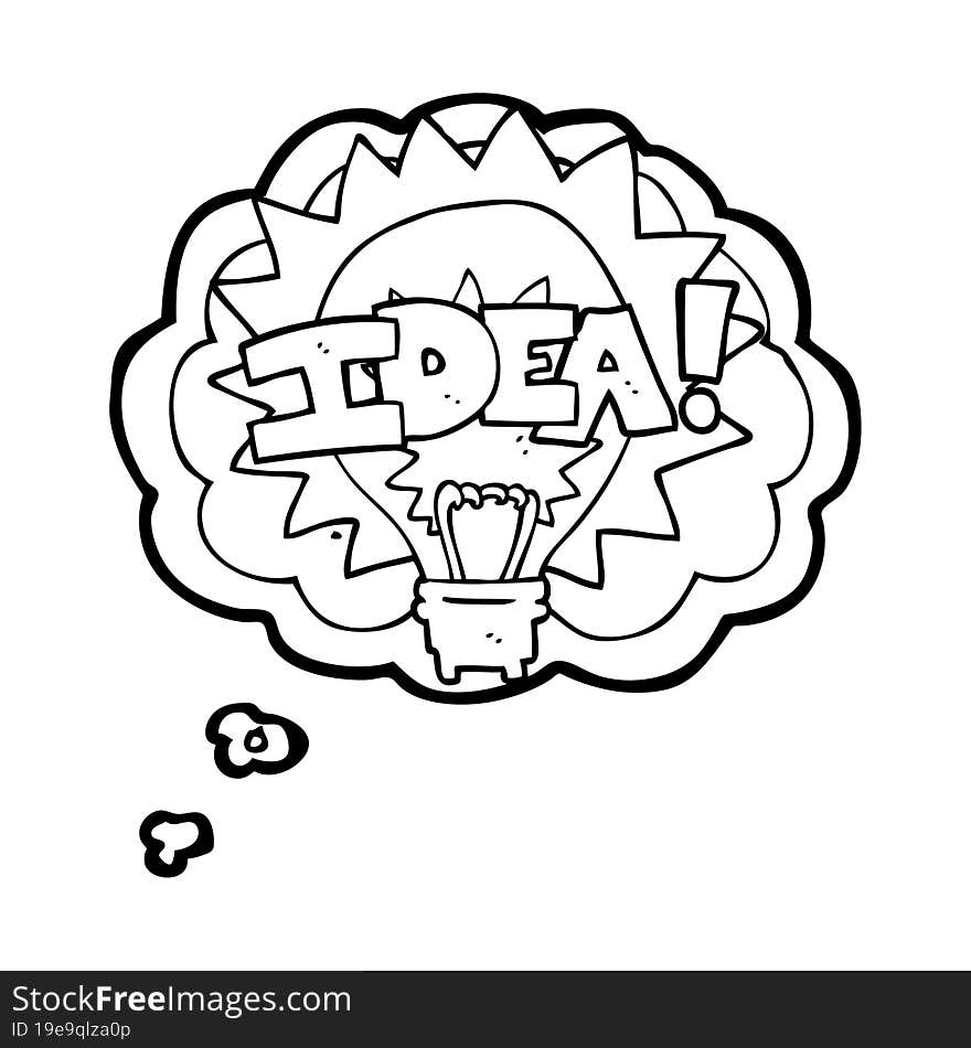 freehand drawn thought bubble cartoon idea light bulb symbol