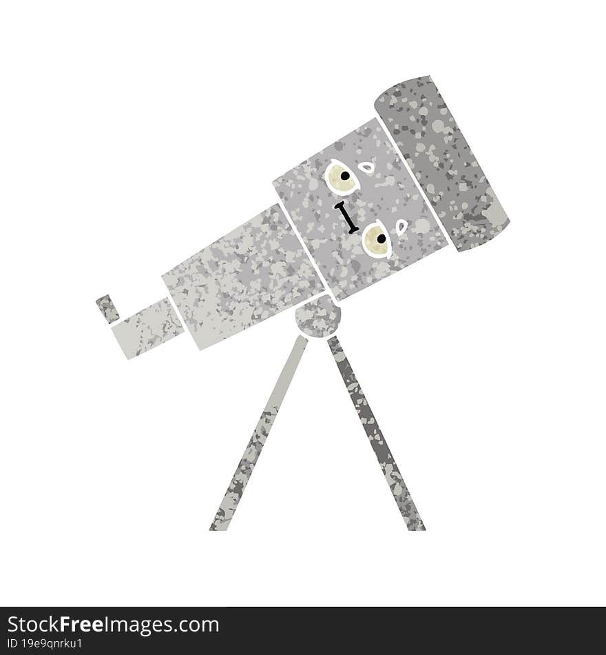 Retro Illustration Style Cartoon Telescope