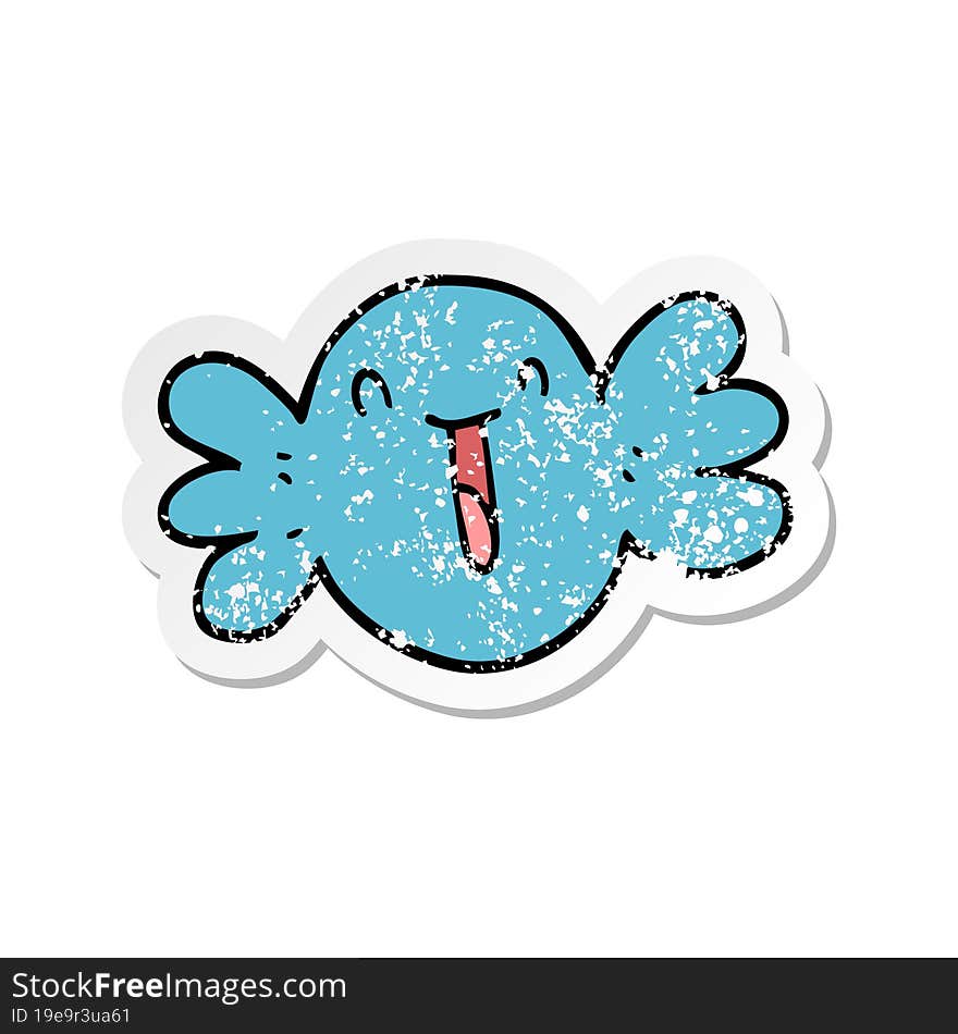 distressed sticker of a cartoon happy candy