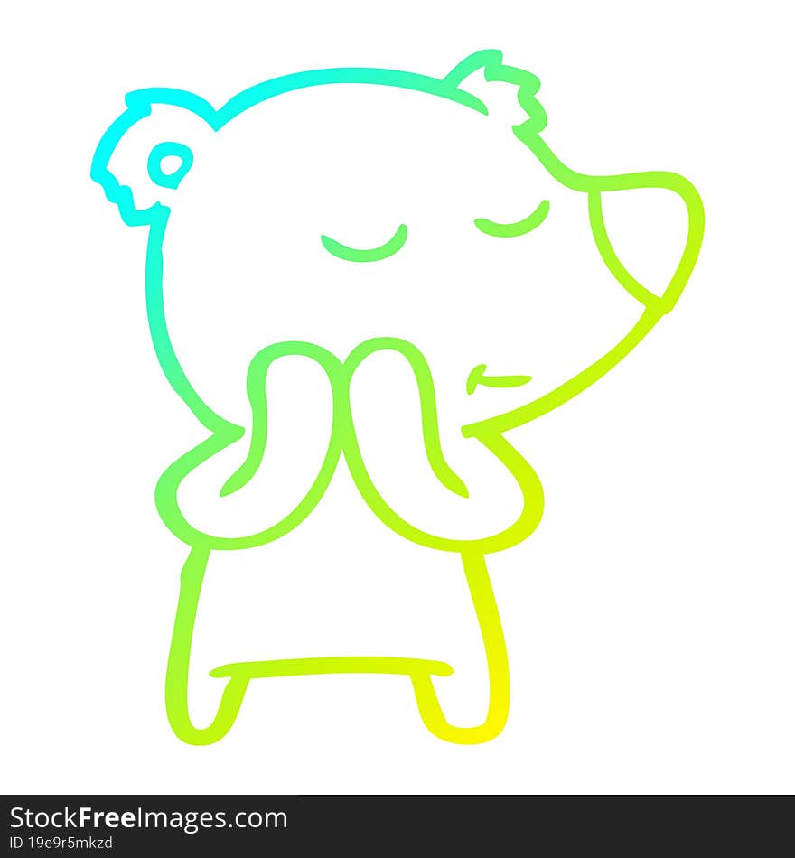 cold gradient line drawing happy cartoon polar bear